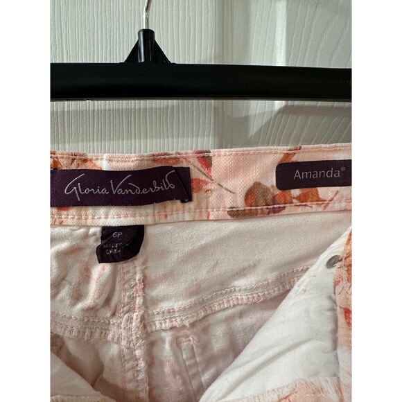 Gloria Vanderbilt Amanda Peach Floral Cropped Pants Size 6P - Picture 4 of 5